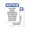Signmission Do Not Ring Doorbell Or Knock OSHA Notice Sign, Vinyl Decal, 7in W x 10in L, 2PK OS-2PACK-NS-D-710-V-11356 - alternate 1